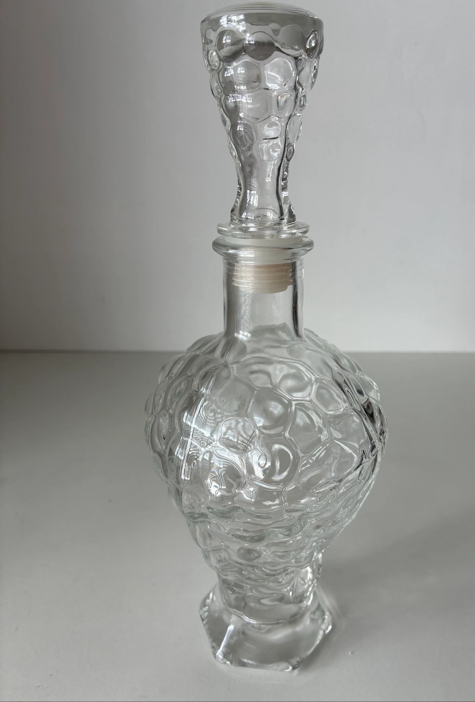 Vintage glazen karaf druiventros jaren 70 met originele stop